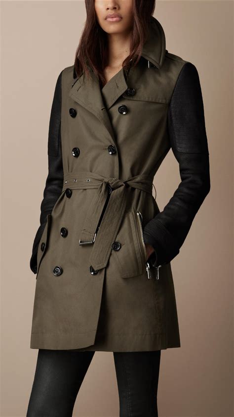 burberry trench leather|burberry trench coat leather sleeves.